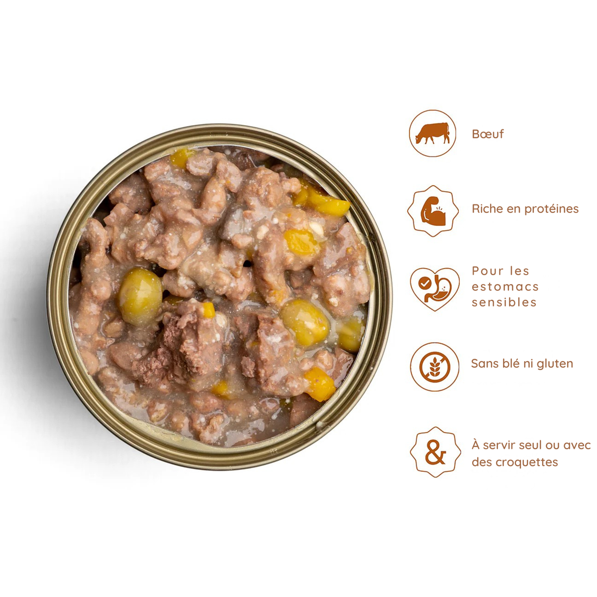 Buey desmenuzado con verduras para gatos adultos y sénior