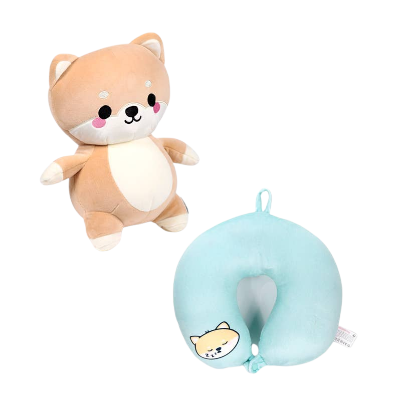 Coussin de voyage 2-en-1 Shuggs le Shiba Inu