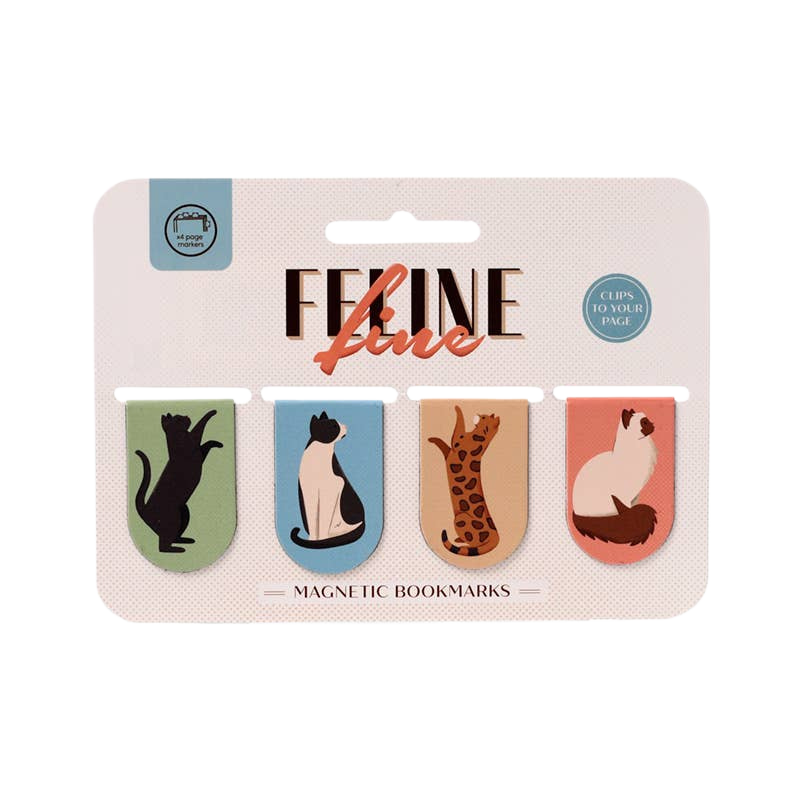 Set of 4 magnetic cat bookmarks