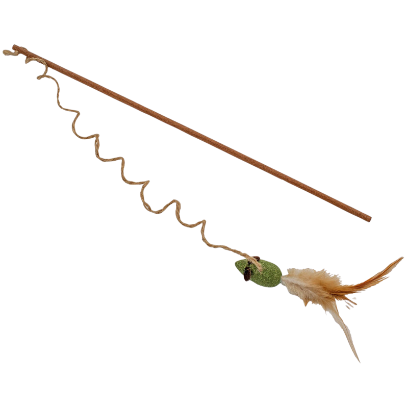 Caña de pescar con ratón de matatabi para gatos