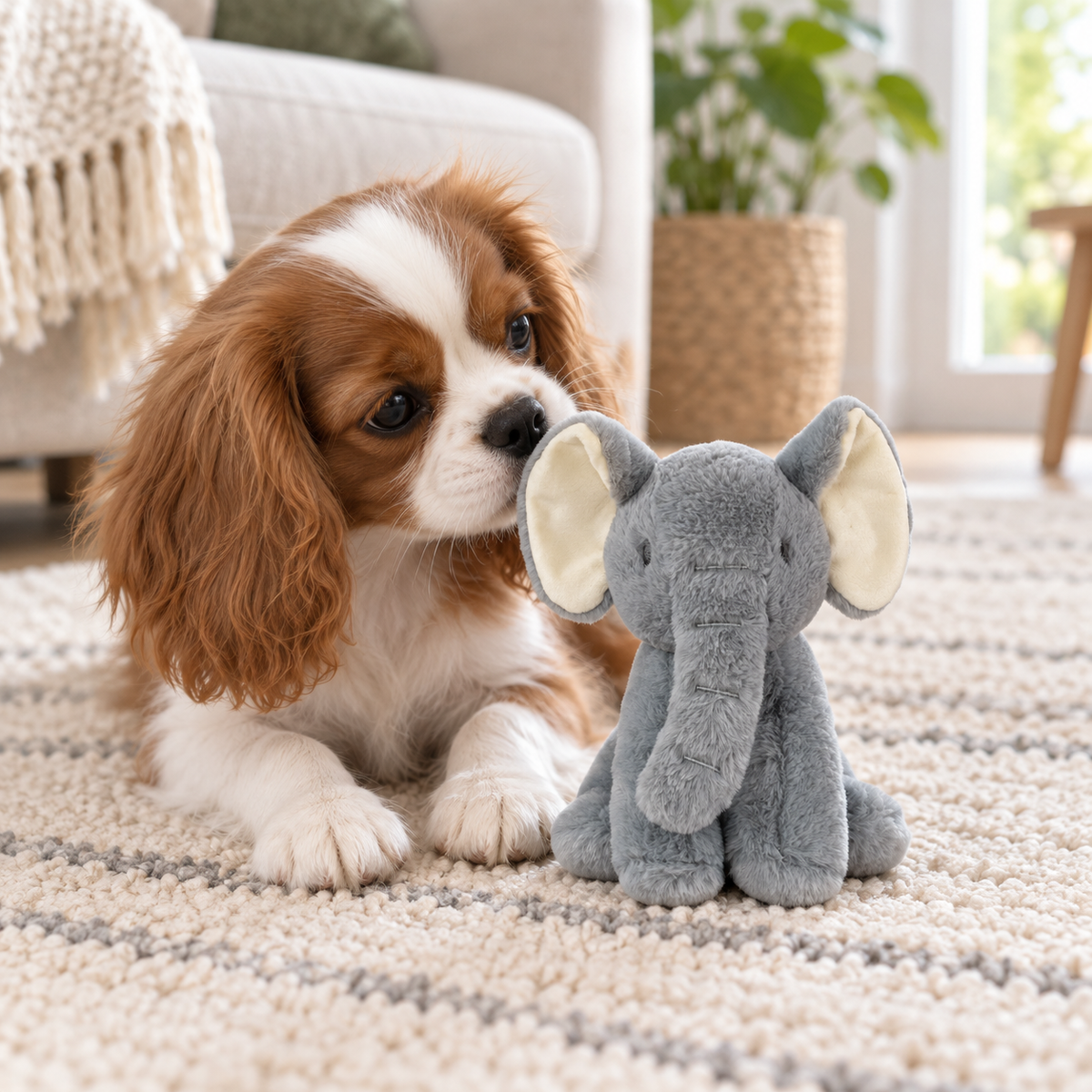 Peluche de elefante de tejido reciclado para perros