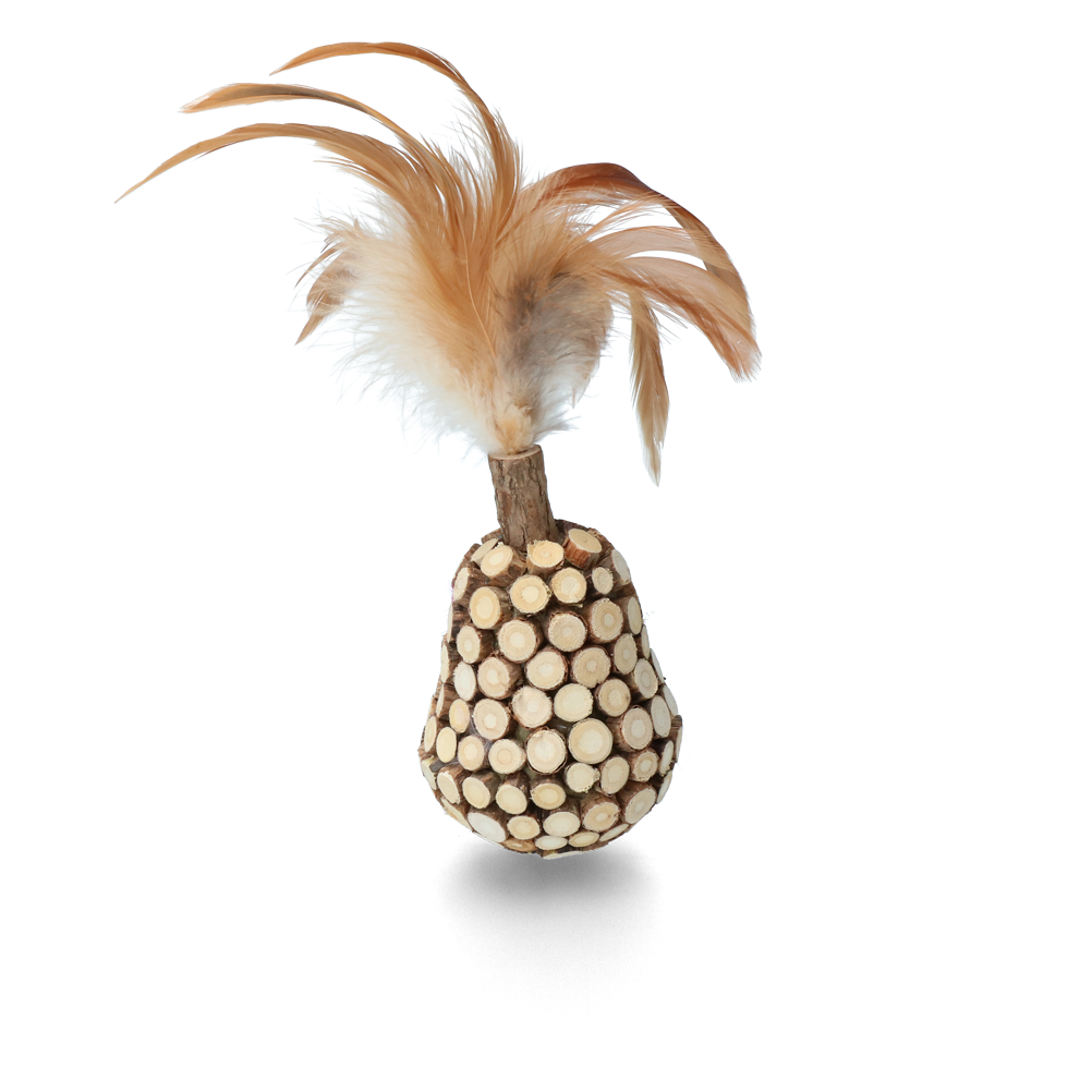 Juguete voluble de madera con plumas y matatabi