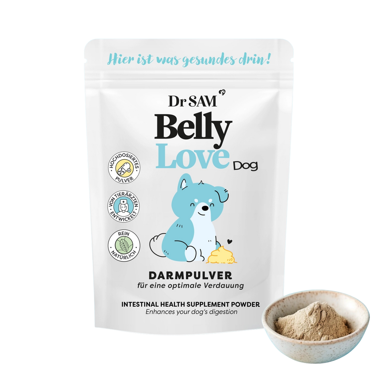 Polvo intestinal a base de plantas para perros