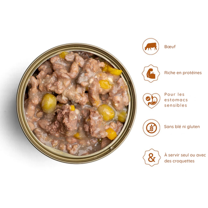 Buey desmenuzado con verduras para gatos adultos y sénior