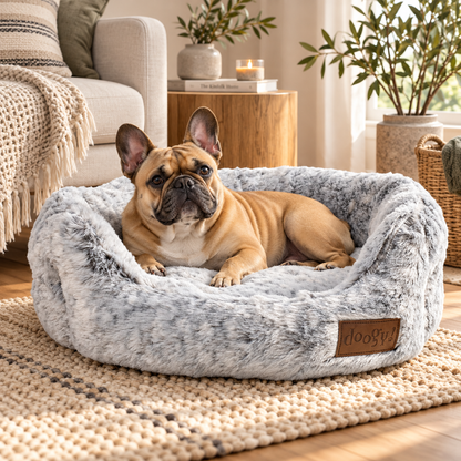 Cesta White Panther de piel sintética para perros y gatos