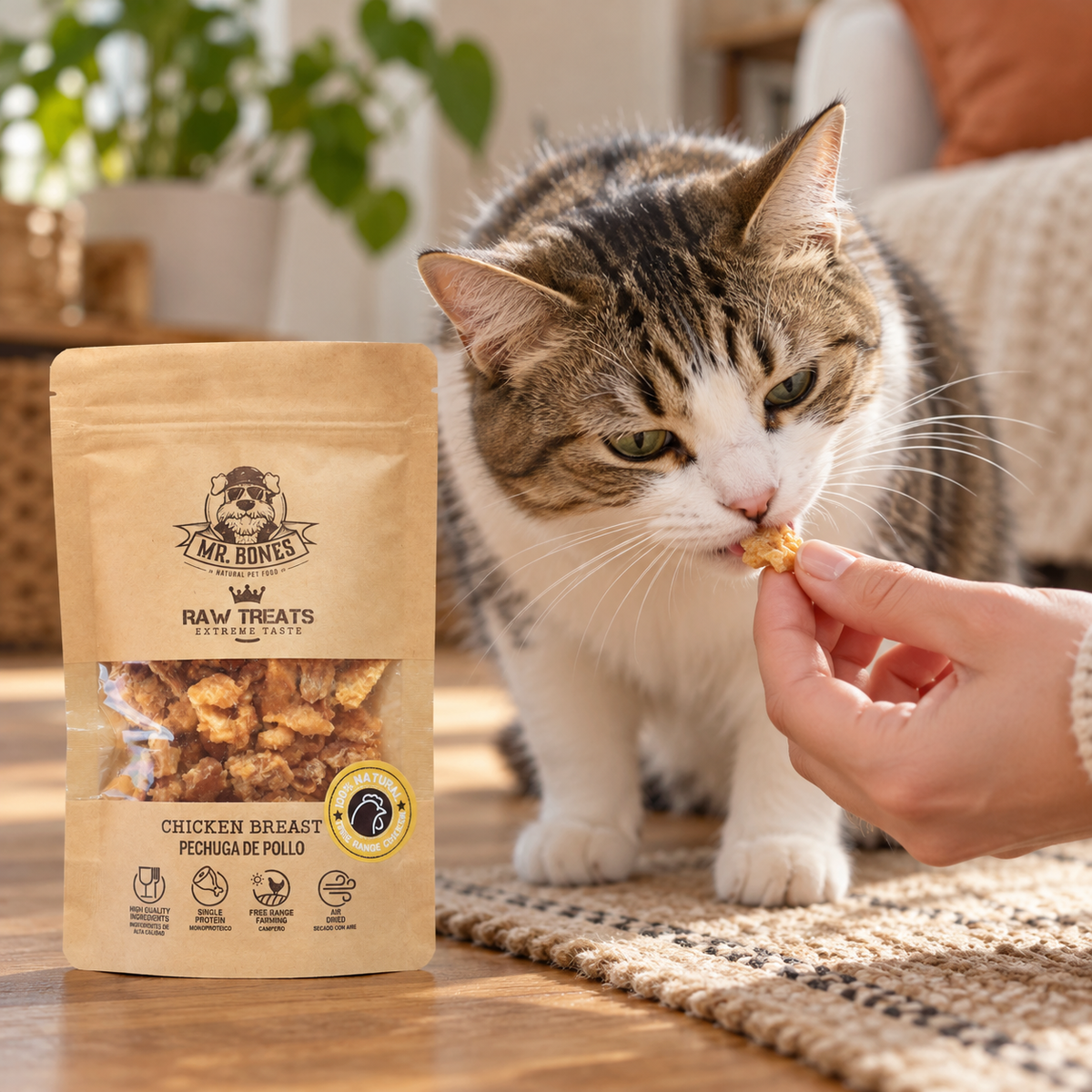 Friandises au blanc de poulet déshydraté pour chiens et chats
