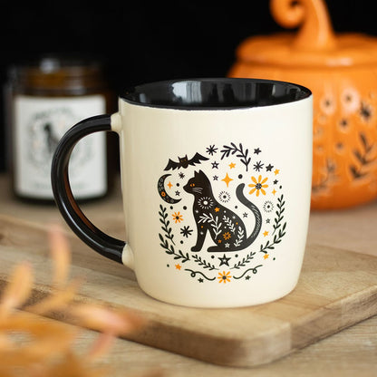 Black cat ceramic mug