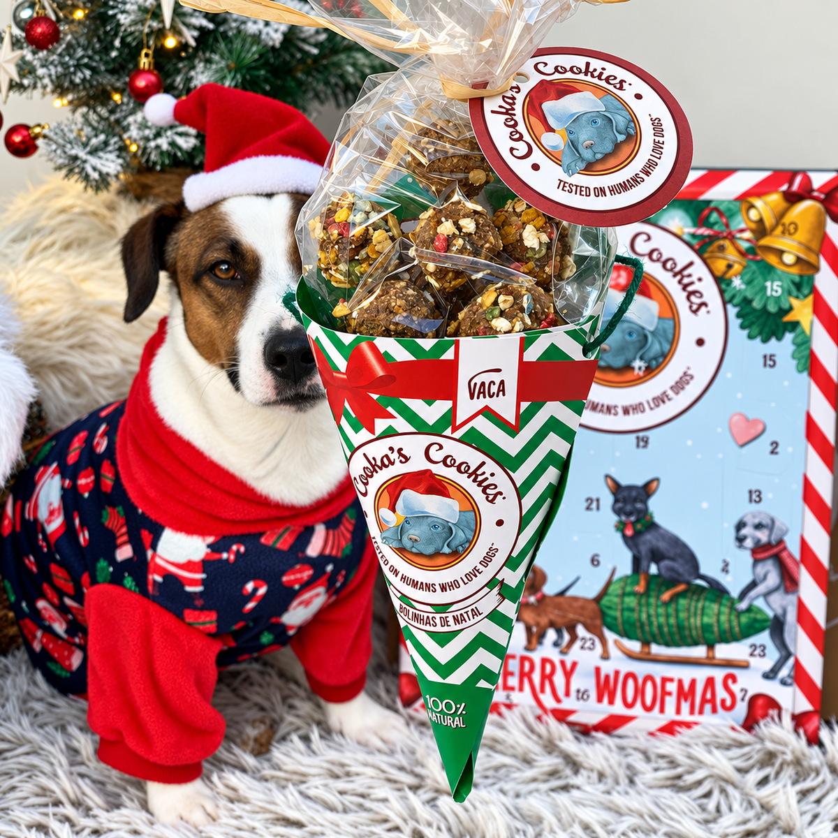 Cornet festif de friandises au bœuf pour chiens