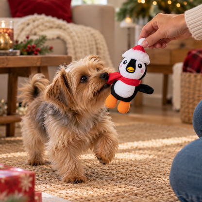 Peluche sonora pinguino natalizio 14 cm