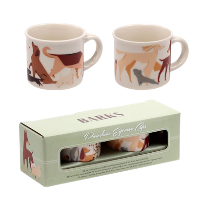 Lot de 2 tasses expresso motif chiens