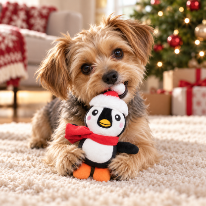Peluche sonora pinguino natalizio 14 cm
