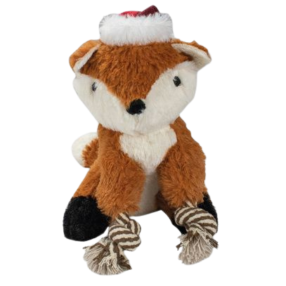 Juguete de zorro de peluche con cuerda y chirriador para perros
