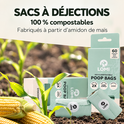 100% compostable poop bags with handles — Eco-friendly