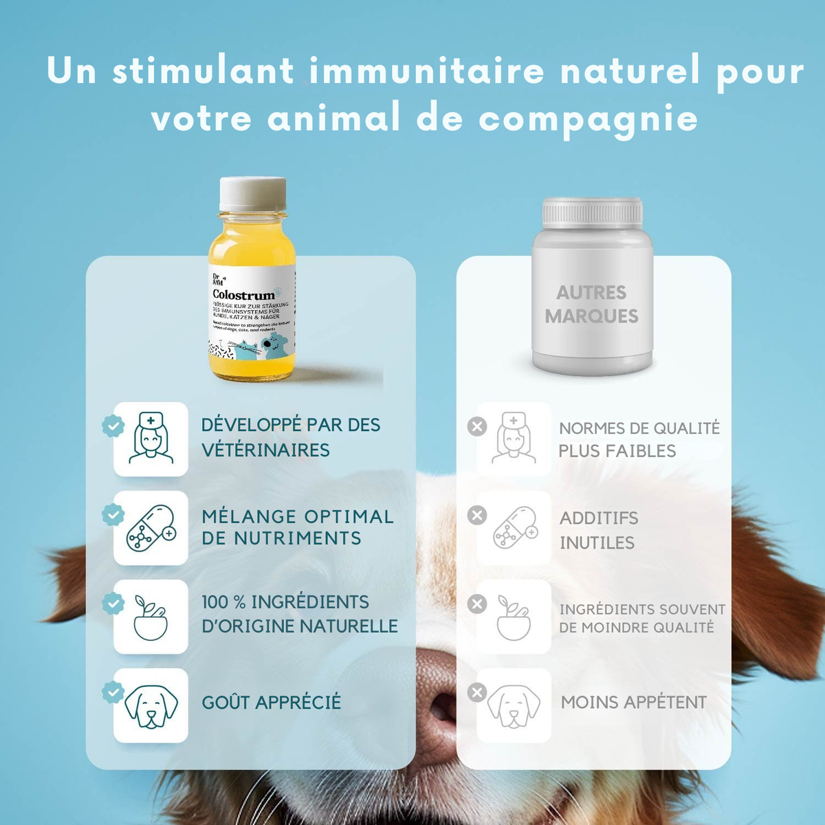 Colostrum liquide pour chiens et chats