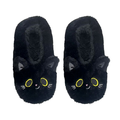 Chaussons antidérapants Lucky le chat noir