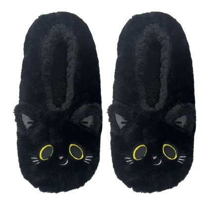 Chaussons antidérapants Lucky le chat noir