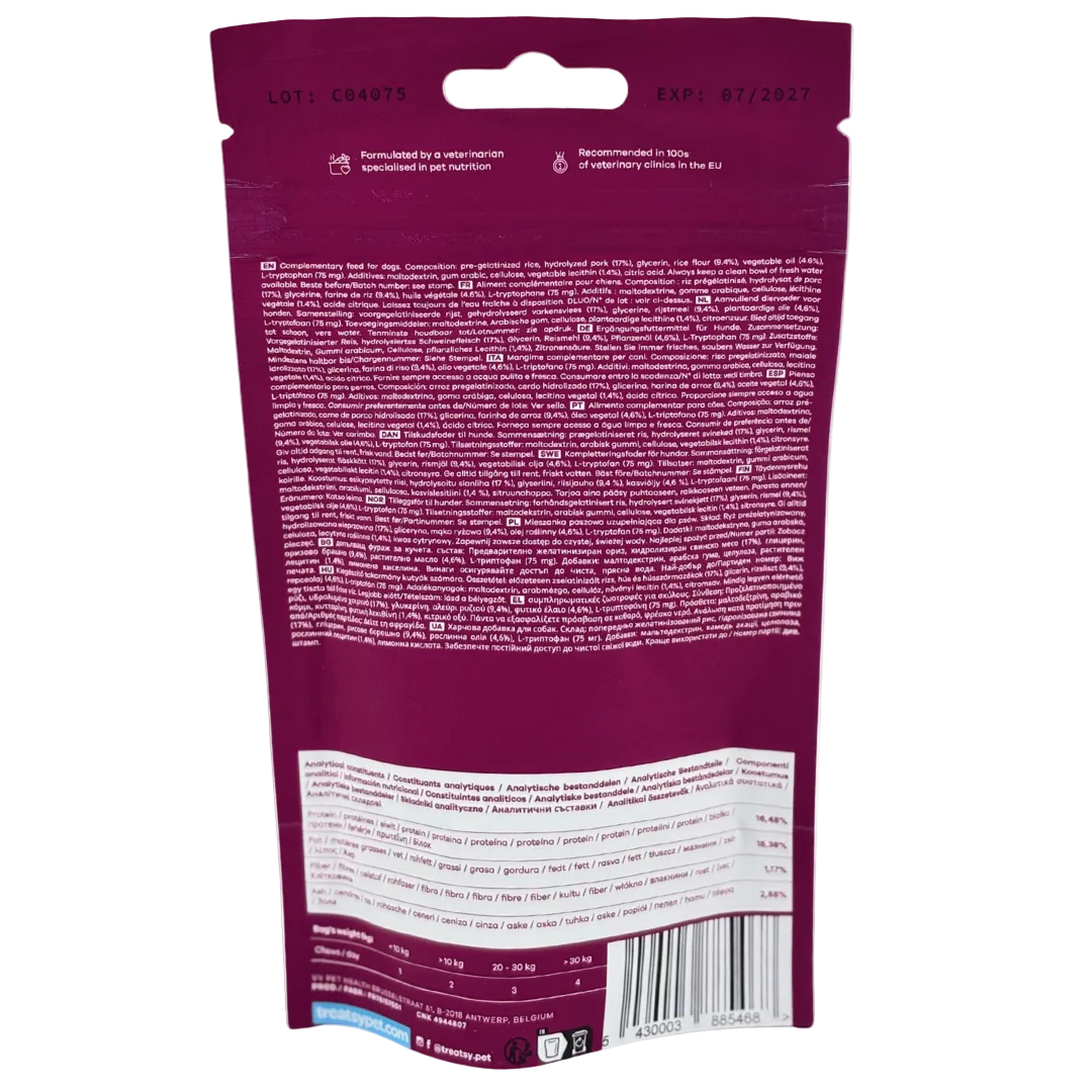 Complemento alimenticio antiestrés para perros