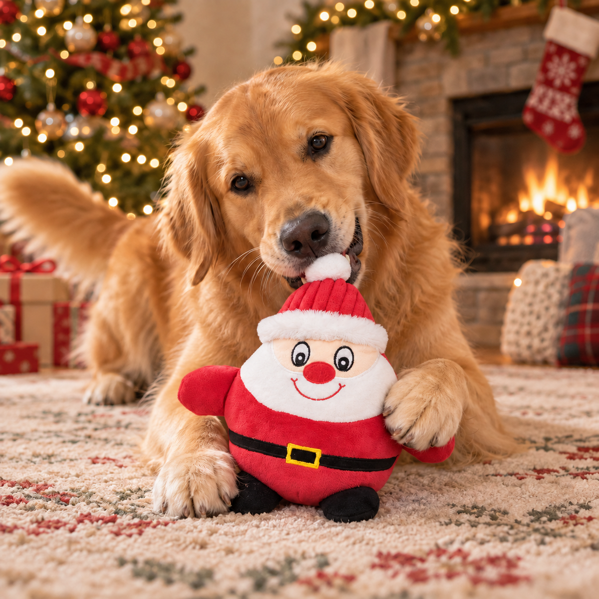 Peluche de Papá Noel con chirriador para perros