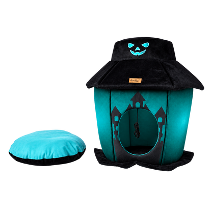 Glow-in-the-dark haunted manor for cats and small dogs
