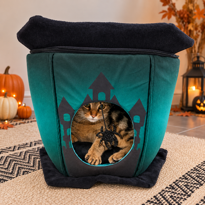 Glow-in-the-dark haunted manor for cats and small dogs