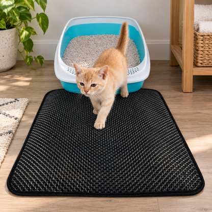 Alfombrilla atrapa arena para gatos con diseño de panal de abeja